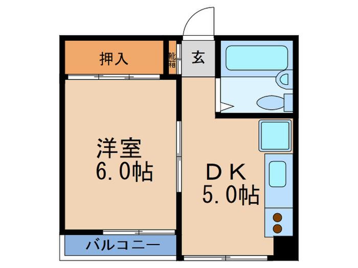 イワオマンション(1DK/3階)の間取り写真