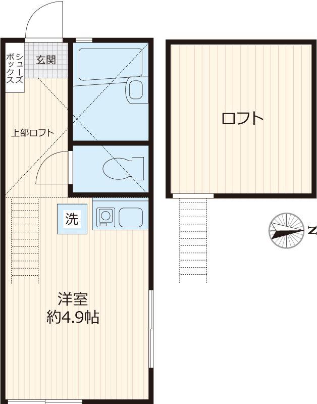 ヴィレッタ白楽(ワンルーム/2階)の間取り写真