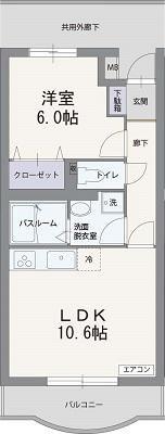 フィールドコート ステラ(1LDK/1階)の間取り写真