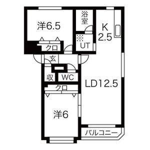 FELICE平岸(2LDK/1階)の間取り写真