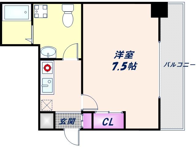 レジデア西本町(1K/10階)の間取り写真