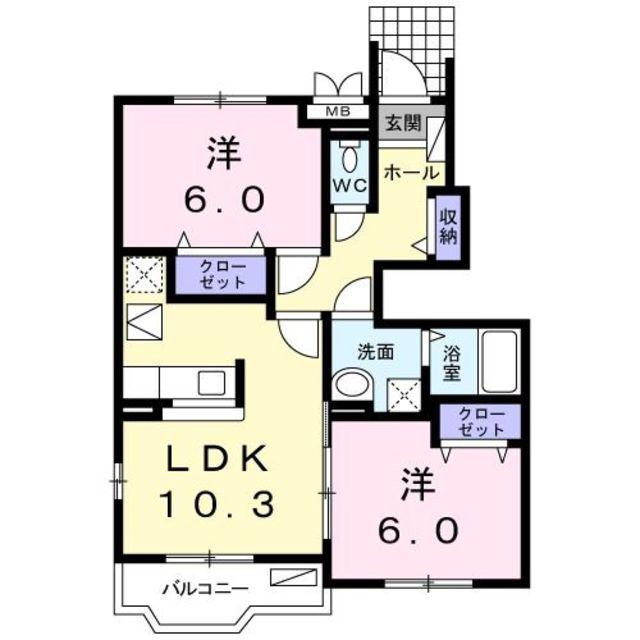 アウルレジデンス(2LDK/1階)の間取り写真