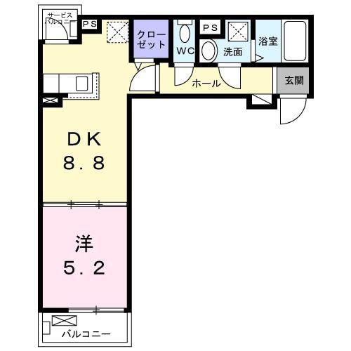 メゾンルミネ 中町(1LDK/2階)の間取り写真