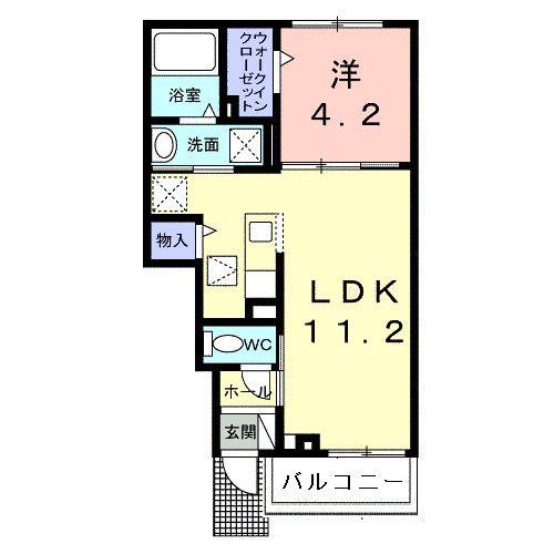 マクリー ムーア(1LDK/1階)の間取り写真