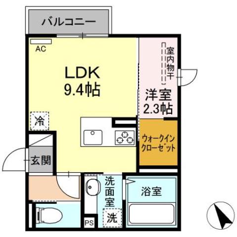 D-ROOM舟入南(1LDK/2階)の間取り写真