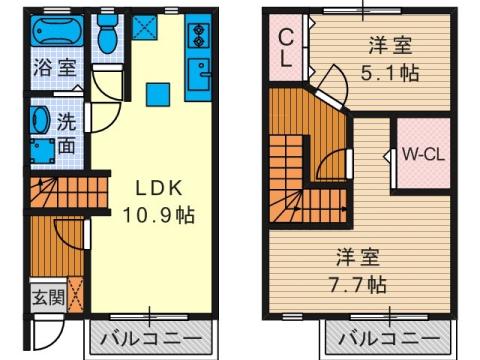 コンフォート庄所I(2LDK/1階)の間取り写真