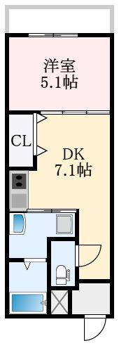 フジパレス堺初芝(1DK/3階)の間取り写真