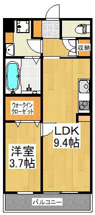 ザ・テラスコート英(1LDK/3階)の間取り写真