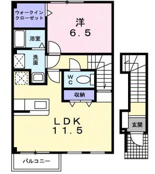 サン・スプリングメゾンB(1LDK/2階)の間取り写真