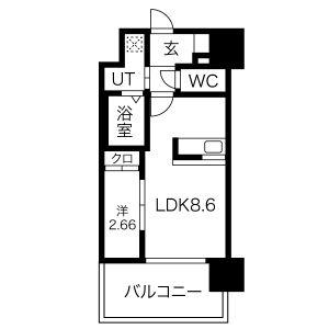 アルティザ仙台花京院(1LDK/9階)の間取り写真