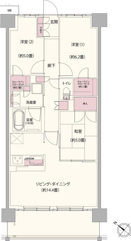 クレストフォルム柏サウスウイング(3LDK/2階)の間取り写真