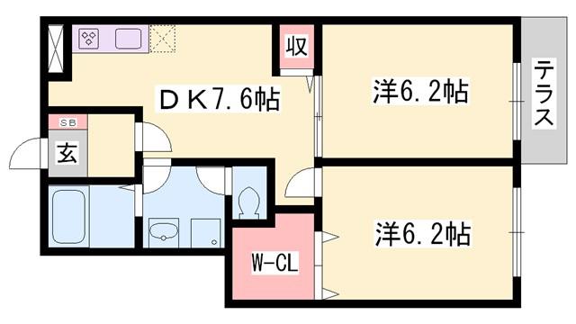 サンシャルマン(2DK/1階)の間取り写真