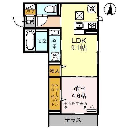 ARTS&K(1LDK/1階)の間取り写真