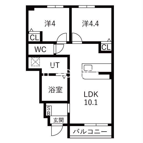 VERTEX市原II(2LDK/1階)の間取り写真