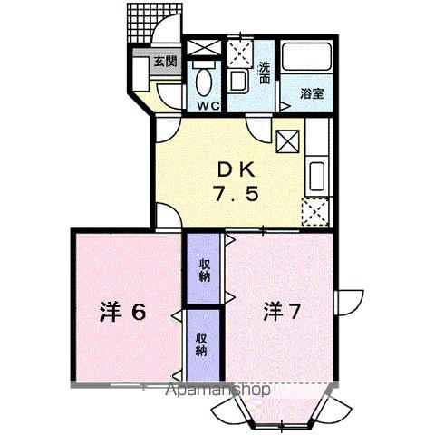 ハ-ヴェストFーB(2DK/1階)の間取り写真