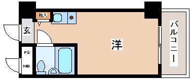 コスモプラザ三宮(ワンルーム/2階)の間取り写真