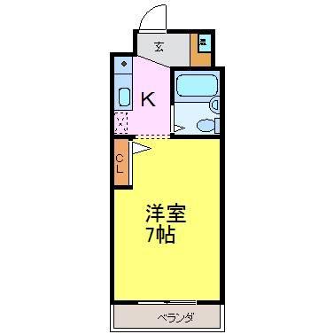 プリシード(1K/4階)の間取り写真