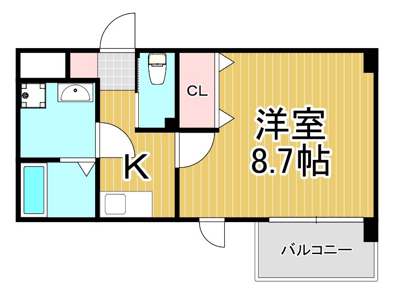 シエテ南塚口(1K/4階)の間取り写真