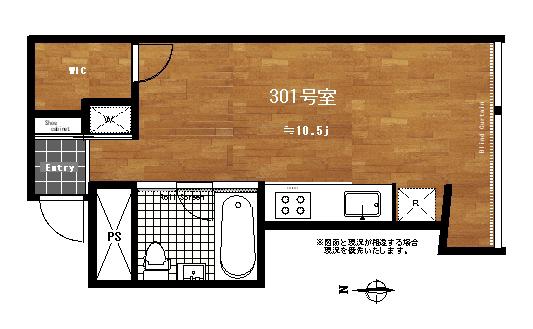 市谷砂土原町Tテラス(ワンルーム/3階)の間取り写真