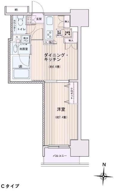 エスティメゾン錦糸町II(1DK/6階)の間取り写真