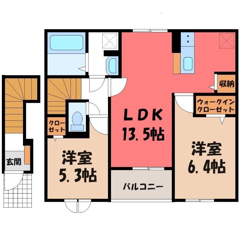メゾン・フレーシュ(2LDK/2階)の間取り写真