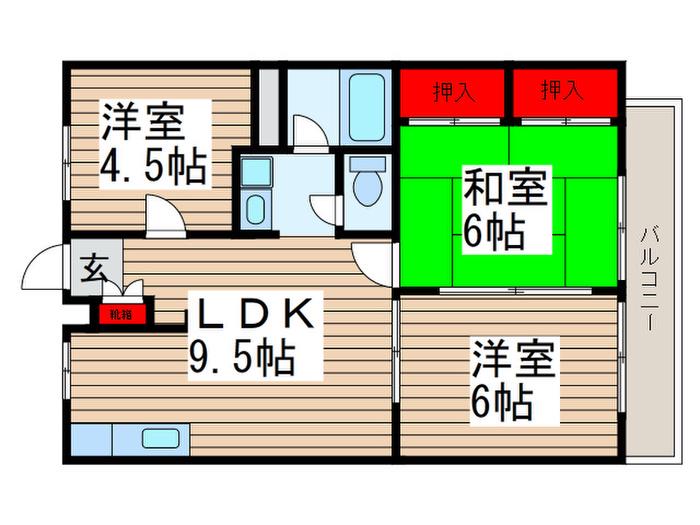 エステ―トピア吉井町(3LDK/1階)の間取り写真