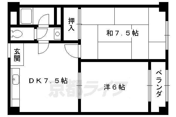 リンサンハイツ(2DK/3階)の間取り写真