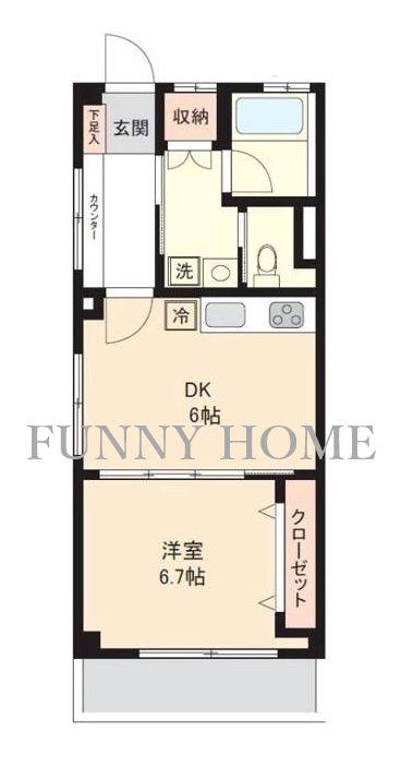 千歳台マンション(1DK/3階)の間取り写真