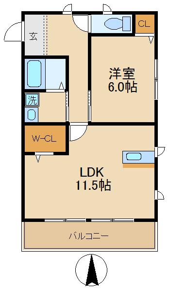 BEVERLY-T(1LDK/2階)の間取り写真
