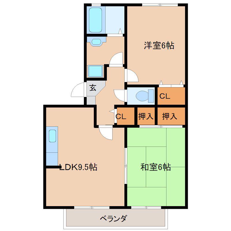 シャンポール(2LDK/3階)の間取り写真