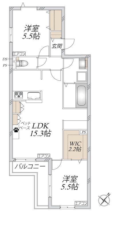 レザンテラス(2LDK/3階)の間取り写真