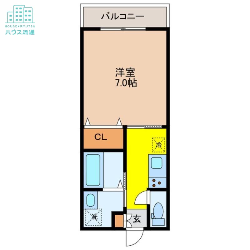 SIGNPOST長与(1K/2階)の間取り写真