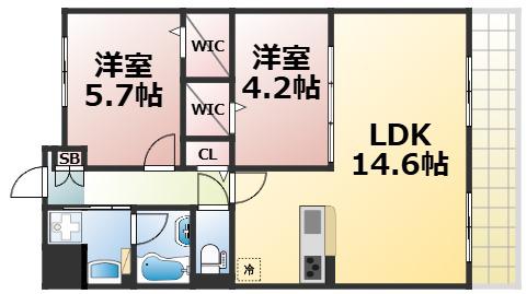 サン シエロ東今里(1SLDK/7階)の間取り写真