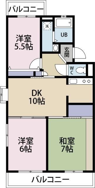 ルミエール石川(3LDK/3階)の間取り写真