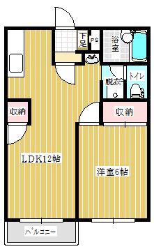 エーデルハイツ(1LDK/2階)の間取り写真