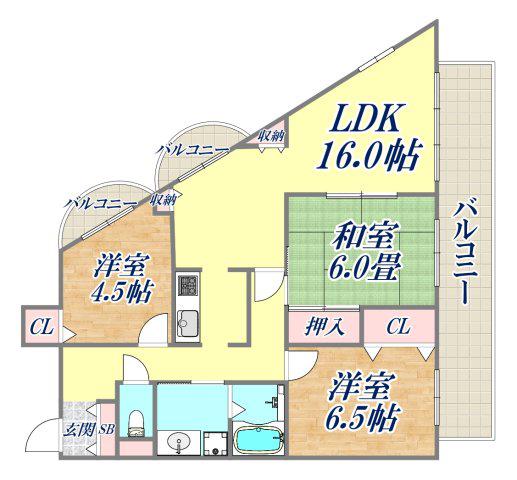 シャムロックⅡコート(3LDK/3階)の間取り写真