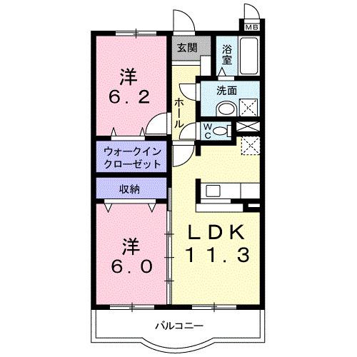 ベルメゾン(2LDK/3階)の間取り写真