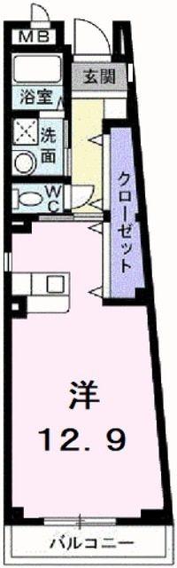 ボニート カージェIII(ワンルーム/2階)の間取り写真