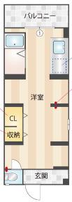 ダイバーシティ桜木町(1K/3階)の間取り写真