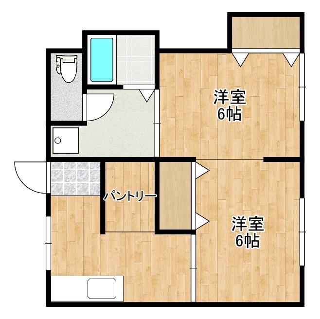 SKY GARDEN内山田(2DK/1階)の間取り写真