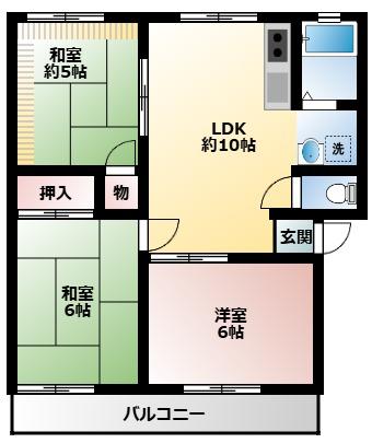 サンモール高垣(3LDK/3階)の間取り写真