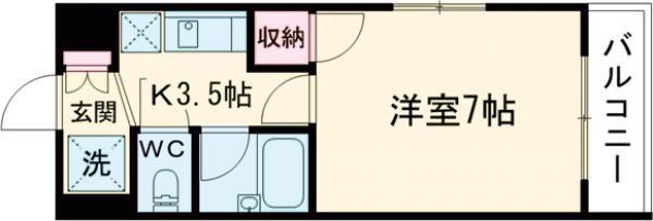 メイユール広兼(1K/1階)の間取り写真