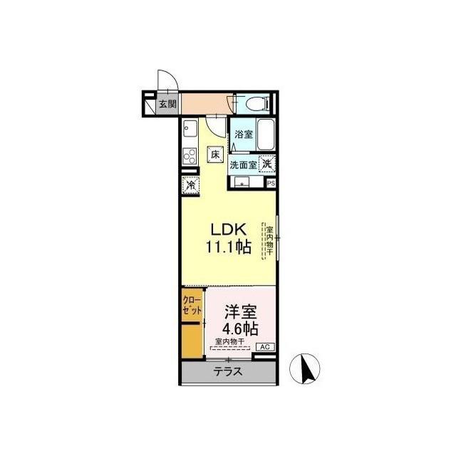 D-ROOM中央I(1LDK/1階)の間取り写真