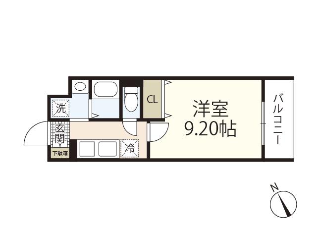 JRBハイツ矢賀駅前(1K/2階)の間取り写真