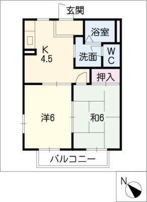 エステート宮脇(2K/2階)の間取り写真