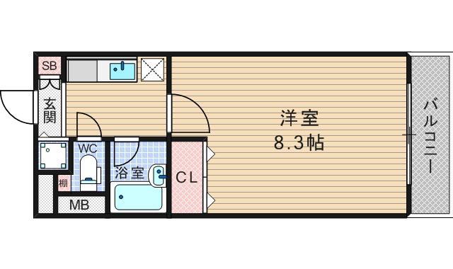 ボア ドゥ ブルー(1K/4階)の間取り写真
