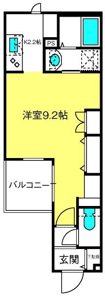 GRANDLUXE(1K/2階)の間取り写真