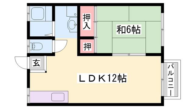 向陽台ソフィア(1LDK/1階)の間取り写真