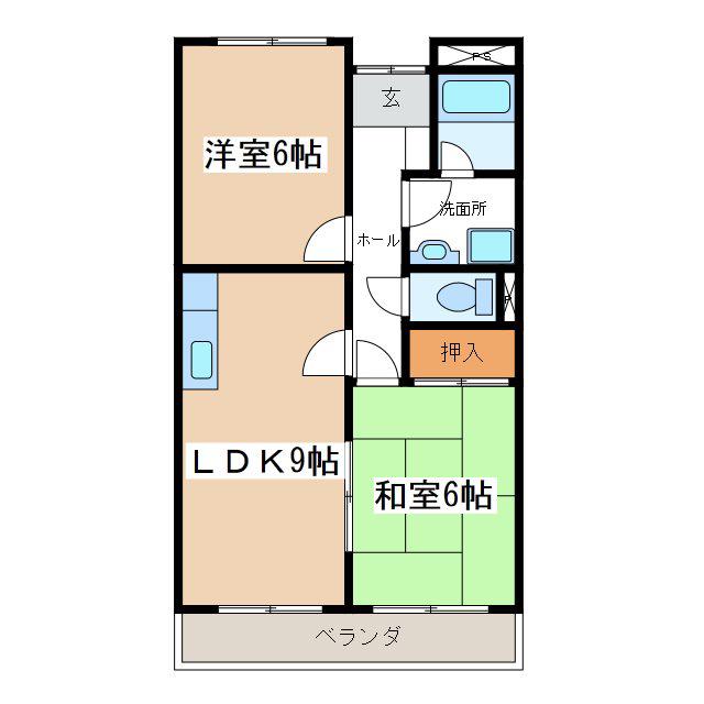 グリーンシティタナカ(2LDK/1階)の間取り写真