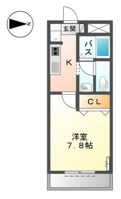 ハイムKYO(1K/1階)の間取り写真